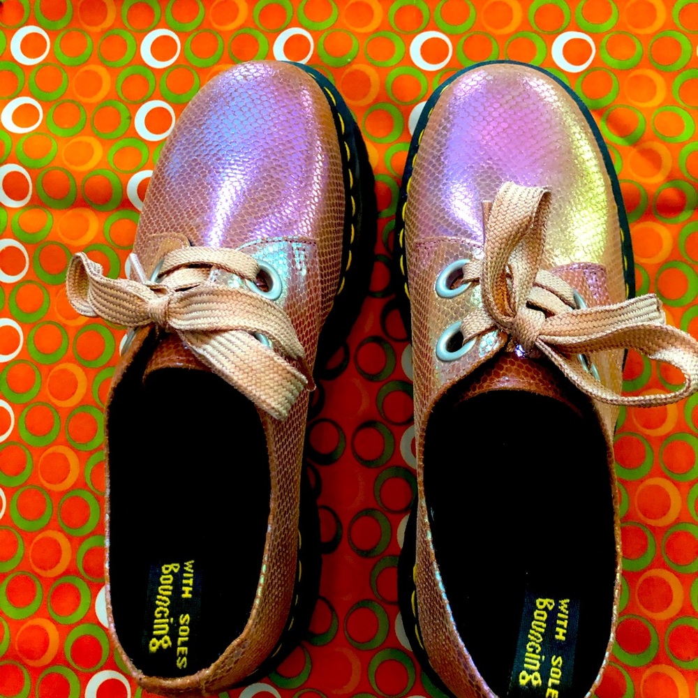 Dr Martens iridescent Holly pink shoes loafers